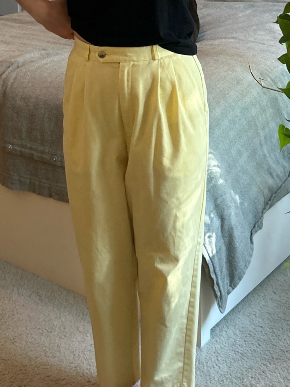 Talbots Light Yellow Pleated Chino Pants
